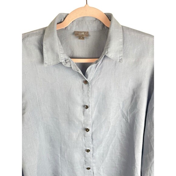 J. Jill Linen Chambray Shirt Women's Size M Blue Longsleeve Button Down - Picture 3 of 12